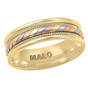 Bague Malo Prestige 6mm en or jaune 10K avec centre en or 3-tons et milgrain